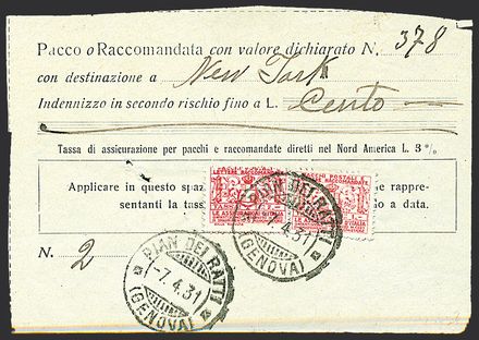 ITALIA REGNO Assicurativi  (1931)  - Catalogo Catalogo di vendita su offerta - Studio Filatelico Toselli