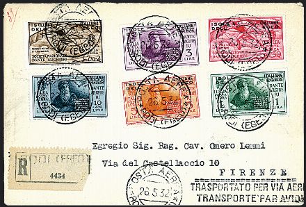 COLONIE ITALIANE - EGEO - Posta aerea  (1932)  - Catalogo Catalogo di vendita su offerta - Studio Filatelico Toselli