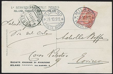 POSTA AEREA ITALIANA  (1911)  - Catalogo Catalogo di vendita su offerta - Studio Filatelico Toselli