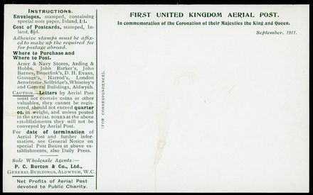 POSTA AEREA ESTERA - GRAN BRETAGNA  (1911)  - Catalogo Catalogo di vendita su offerta - Studio Filatelico Toselli