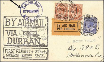 POSTA AEREA ESTERA - SOUTH AFRICA  (1925)  - Catalogo Catalogo di vendita su offerta - Studio Filatelico Toselli