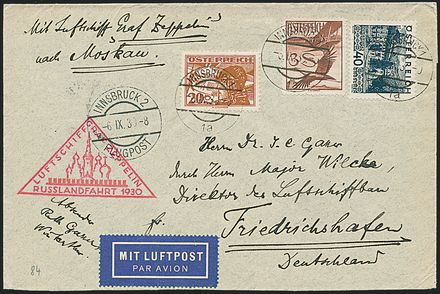 AEROGRAMMI ZEPPELIN - AUSTRIA  (1930)  - Catalogo Catalogo di vendita su offerta - Studio Filatelico Toselli