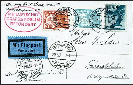 AEROGRAMMI ZEPPELIN - AUSTRIA  (1931)  - Catalogo Catalogo di vendita su offerta - Studio Filatelico Toselli