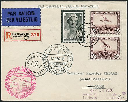 AEROGRAMMI ZEPPELIN - BELGIO  (1936)  - Catalogo Catalogo di vendita su offerta - Studio Filatelico Toselli