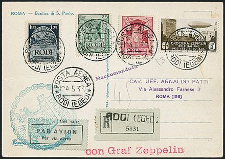 AEROGRAMMI ZEPPELIN - EGEO  (1933)  - Catalogo Catalogo di vendita su offerta - Studio Filatelico Toselli