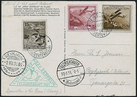 AEROGRAMMI ZEPPELIN - LIECHTENSTEIN  (1931)  - Catalogo Catalogo di vendita su offerta - Studio Filatelico Toselli