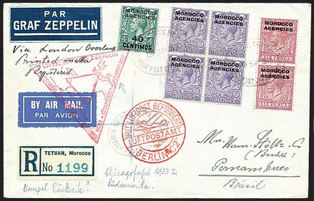 AEROGRAMMI ZEPPELIN - MAROCCO  (1933)  - Catalogo Catalogo di vendita su offerta - Studio Filatelico Toselli