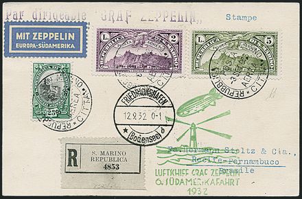 AEROGRAMMI ZEPPELIN - SAN MARINO  (1932)  - Catalogo Catalogo di vendita su offerta - Studio Filatelico Toselli