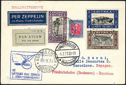 ZEPPELIN - ERITREA  - Catalogo Catalogo di vendita su offerte - Studio Filatelico Toselli