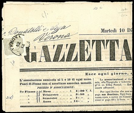 ANTICHI STATI ITALIANI - LOMBARDO VENETO - Francobolli per giornali  - Catalogo Catalogo di Vendita su offerta - Studio Filatelico Toselli